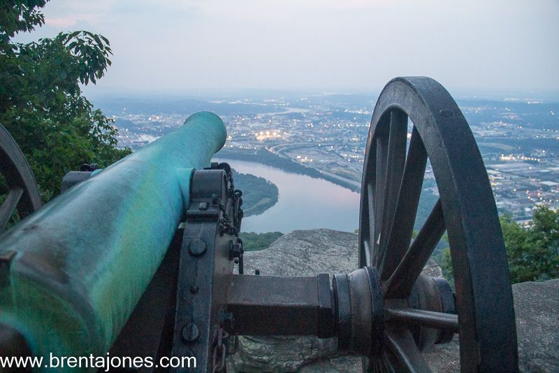 Cannon wheel above the distant city