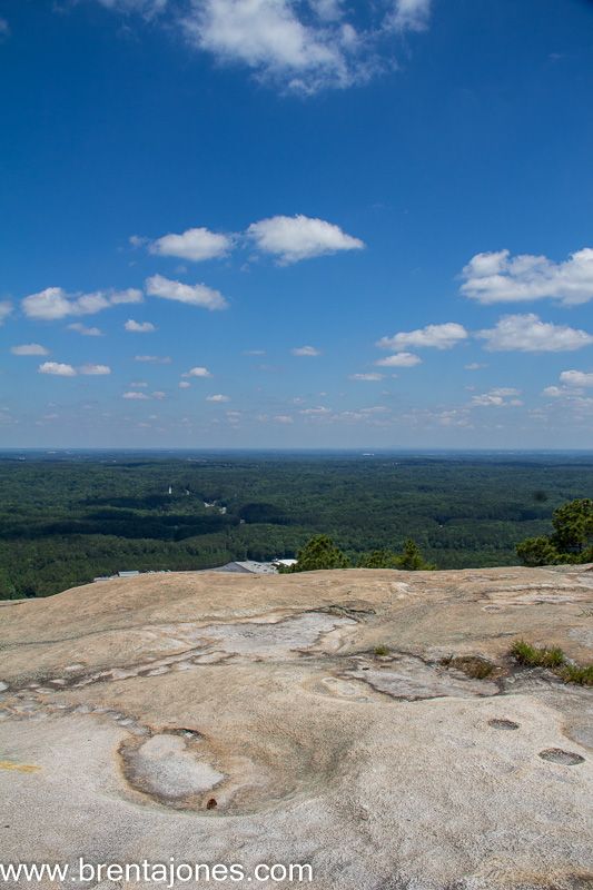 Cloud-dotted sky above the summit